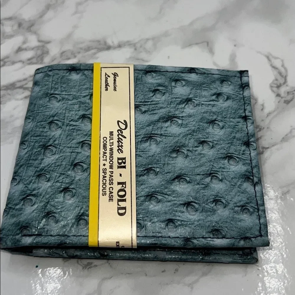 DELUX Genuine Leather Blue Bifold Wallet-New!